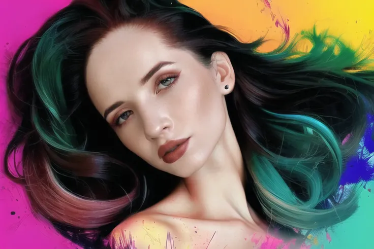 a woman (((<lora:customlora:1>))) with wild black hair with red braids| centered| key visual| intricate| highly detailed| breathtaking beauty| precise lineart| vibrant| comprehensive cinematic