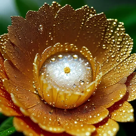 (best quality,masterpeace),(perfect composition), the golden ratio, model shot,immense details,
A close-up of a flower's petals, with droplets of water glistening in the morning dew,
,hdr ,cinematic, trending on artstation,trending on CGSociety,