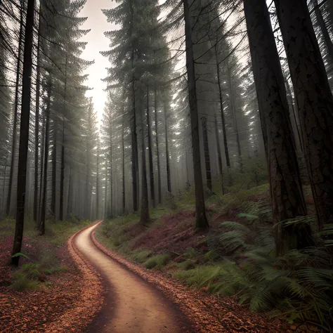 a landscape of a forest, wildlife, night time, (hdr:1.28), bald, hyperdetailed, cinematic, warm lights, intricate details, hyperrealistic, photorealistic, dark forest background, (muted colors:1.38), (neutral colors:1.2)