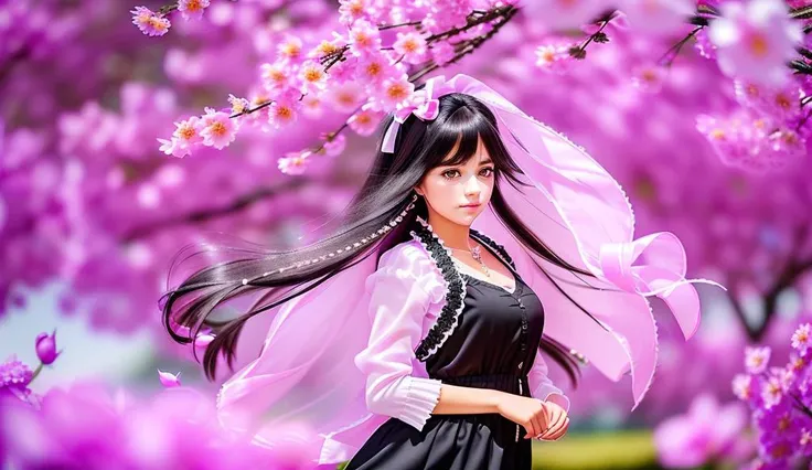 a female soft smile, beautiful eyes, ((hair fluttering in the wind)), thin moist lips,
black eyes, black hair, ((tiny hair ornaments:1)), ((long hair)),
((wearing thin black:pink:05 inner dress)), (seethrough white cardigan)
(background garden, falling petals)
((2 arms))((2 legs))((5 fingers)), very detailed face and eyes,4k,8k,highly detailed, high Detail, Sharp focus,detailed face,
high-quality photo, (photorealistic:1.5),(hyper realistic:1.5) ((proportional))