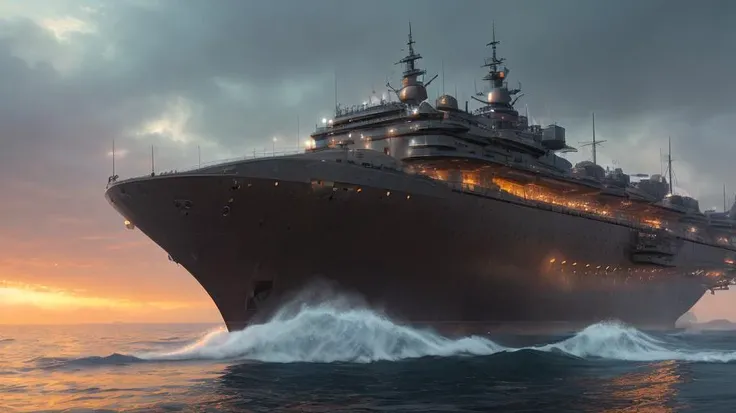 high detail raw photo masterpiece, best quality, detailed, a masterpiece in which realistic, realism, photorealism, huge, epic realism, great, gigantic, majestic, epic 1battleship Bismarck, very complex, with many details, very detailed, incredible detail, insane detail, there are a lot of ship weapons on the deck, on a very fast moving among raging waves, very high speed, unsettling environment, tension, highest quality, (high detail:1.1), (dark:1.4), deep shadow, darkness, black sky, award winning photo, extremely detailed, amazing, fine detail, absurdres, highly detailed, dramatic, sharp focus, spatial perspective, aerial perspective, wide frame, (motion blur:1.2), water spray, film grain, cinematic, (((cinematic look))), highly detailed, 4 k, hdr, smooth, sharp focus, high resolution, award - winning photo, against the background of the sky is gloomy in epic clouds and clouds, rain, dark shot, (foggy background, epic realistic, rutkowski, hdr, intricate detals, hyperdetailed, cinematic, rim light, muted colors, soothing tone, fade, lumen global illumination, bokeh:1.2), (dark horizon:1.3), (black horizon:1.3), deep night, (beautiful dark lighting:1.3), complimentary colors, intricately detailed, fine details, hyperdetailed, raytracing, volumetric light, subsurface scattering, intricately detailed, fine details, hyperdetailed, raytracing, Atey Ghailan, by Jeremy Mann, Greg Manchess, Antonio Moro, trending on ArtStation, trending on CGSociety, Intricate, High Detail, Sharp focus, dramatic, photorealistic painting art by midjourney and greg rutkowski, Evgeny Lushpin, matte drawing, a detailed matte painting, american scene painting, cinematic lighting, Key light, backlight, mechanical lighting, photography 400 ISO, 30mm lens RAW aperture f1.8, highly detailed