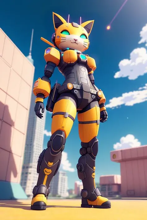 8k, a giant cute robot catgirl, toy, a raytraced image, soft pastel colors, 3d blender render, physically based rendering, (by Chris Foss:1.3) Photo, hdr, (intricate details, hyperdetailed:1.15), a tilt shift photo, an ambient occlusion render, unreal engine 5