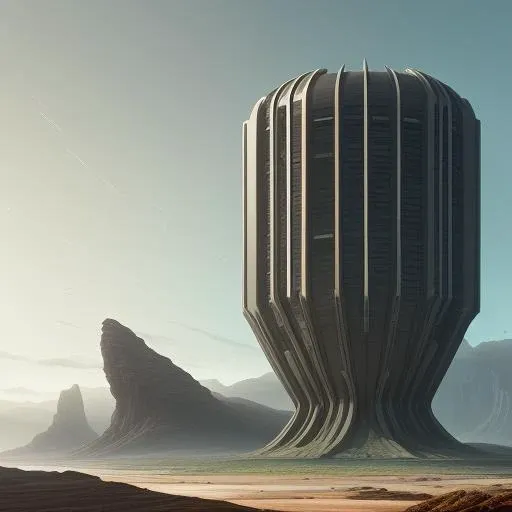 a building in a stunning landscape, science fiction