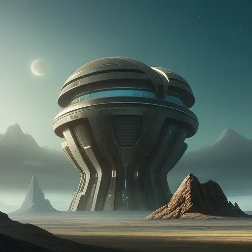 a building in a stunning landscape, science fiction