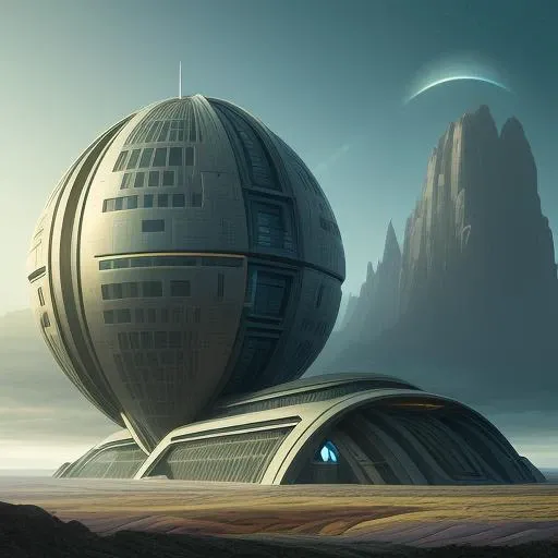 a building in a stunning landscape, science fiction