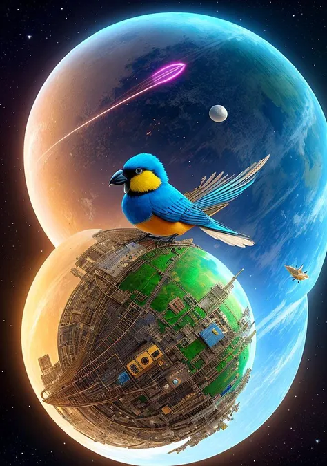 The talking bird, from the cartoon the secret of the third planet, highly detailed, intricate details, hyper detail, soft cinematic light, 4k textures, HDR