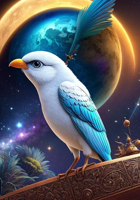 The talking bird, from the cartoon the secret of the third planet, highly detailed, intricate details, hyper detail, soft cinematic light, 4k textures, HDR