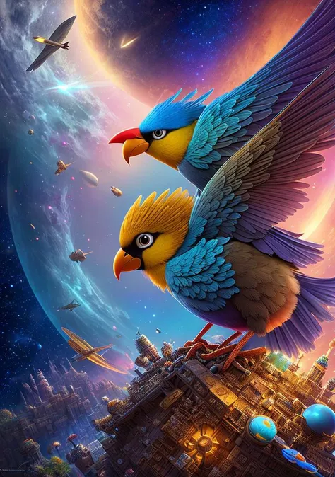 The talking bird, from the cartoon the secret of the third planet, highly detailed, intricate details, hyper detail, soft cinematic light, 4k textures, HDR
