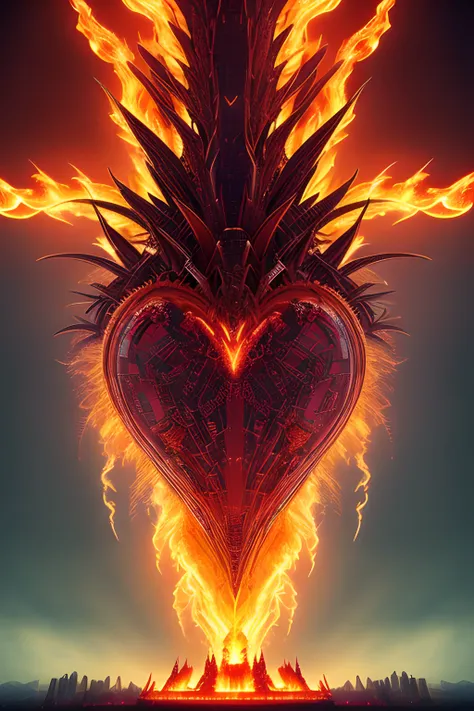 high quality image, A flesh ((human)) ((devil's heart)) burning hell, princess tower, Chains, Red hue, highly detailed, high resolution, ((ray tracing reflections)), dramatic lighting, 8k, intricate complexity, heavy volumetric cinematic perfect light, flames, pain, lava, demons, ((((The devil's human body)))), magical beams, epic scene, metal shards, red fire horns, fire rain, surreal futurism, realistic photo, photographed on a Canon EOS-1D X Mark III, 50mm lens, F/2.8, ((((intricately detailed, hyperdetailed)))), ((RAW color)), sharp focus, HDR, 4k resolution, Cinematic film, (((photorealistic 3d render)))
