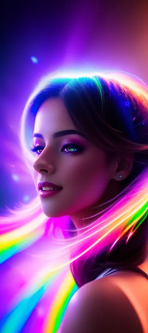 (level difference:1.8),(Colorful rays of light colliding and merging with each other),(depth of field),1girl's side face blends with the rays of light,((side face)),(hair is rays of light:1.7),(Colorful rays of light surround the body:1.7),smile,made of rays of light,Gravity up,Bright Glow,(rays of light),Plasma state,stunningly beautiful, masterpiece, detailed background,ultra high quality model, ethereal background,abstract beauty, explosive volumetric, oil painting,heavy strokes,Romantic lighting,Sub-Surface Scatterring,lens 135mm,f1.8,glow,8k,high resolution, dreamy,ray tracing,hdr,god rays,