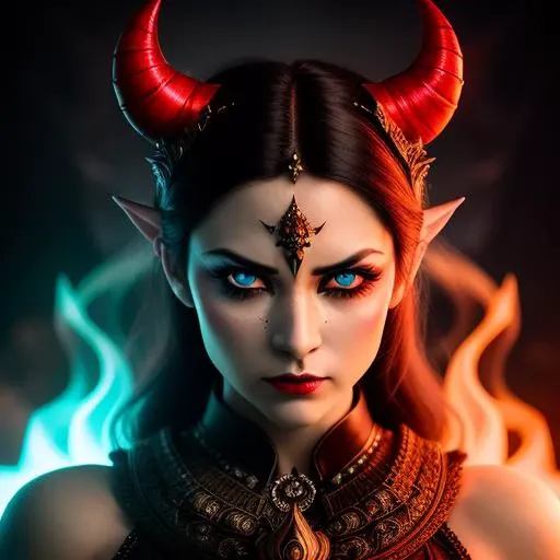 demon, (RAW photo:1.7), professional photo, fantasy,  elegant, mystical, 8k, goddess, intricate detailed, epic quality, rtx rays, magic, divinity, sexy, organic, film, disaster, big [normal|grey|blue] eyes