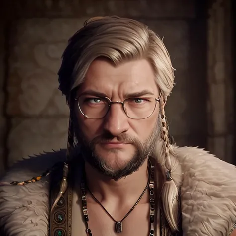 <lora:utak3r_v10:1> Portrait of (utak3r:1.3) as (viking warrior:1.1), (barbarian), wearing glasses, epic character composition, by ilya kuvshinov, alessio albi, nina masic, sharp focus, natural lighting, subsurface scattering, f2, 35mm, film grain, masterpiece, (intricate details: 1.3)