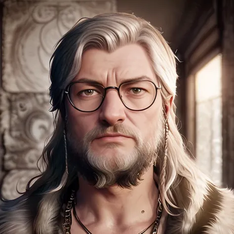 <lora:utak3r_v10:1> Portrait of (utak3r:1.3) as (viking warrior:1.1), (barbarian), wearing glasses, epic character composition, by ilya kuvshinov, alessio albi, nina masic, sharp focus, natural lighting, subsurface scattering, f2, 35mm, film grain, masterpiece, (intricate details: 1.3)