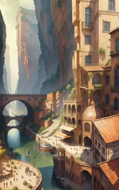 ((masterpiece)),((best quality)),((high detial)),((realistic,)) Industrial age city, architectural streets, bazaars, rainy days, steampunk, European architecture, isometric view