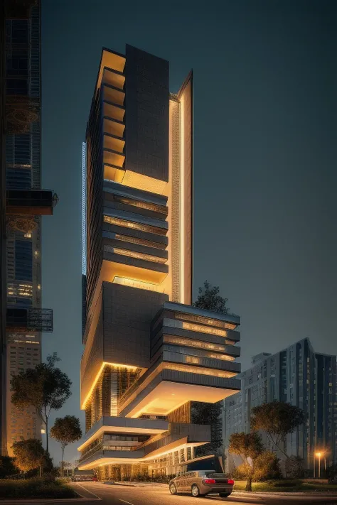 architecture, street, cars, high building, interior lighting,  photorealism,  (cyborg:1.1), ([tail | detailed wire]:1.3), (intricate details), hdr, (intricate details, hyperdetailed:1.2), cinematic shot, vignette, centered