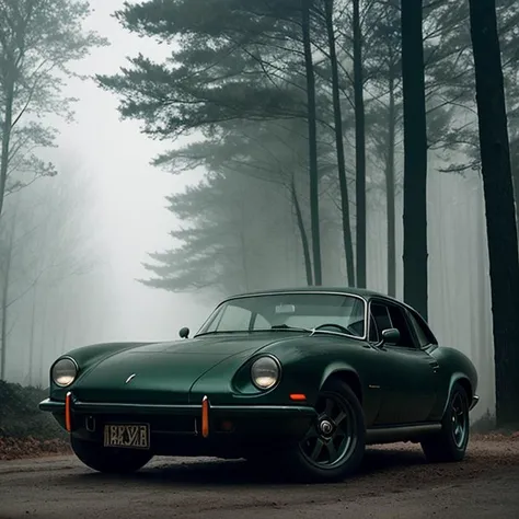 serpentines, fog, car, slate atmosphere, cinematic, dimmed colors, dark shot, muted colors, film grainy, lut, spooky