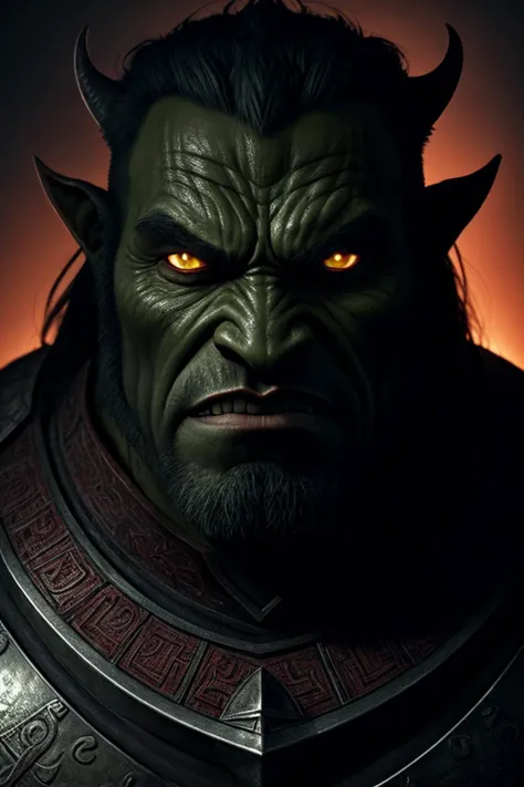 body portrait, very angry orc chieftain! in armor, realistic armor, intimidating, menacing, powerful, low angle, horror, octane render, smooth, sharp focus, symmetrical face, fine details, masterpiece, trending on artstation, 4 k hdr 35 mm photography, art by stanley lau and jason chan and mark hill, centered <lora:lowra_v10:0.7>