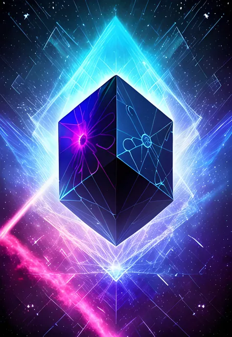 tesseract, strange geometry, confusing, multidimensional, unusual shapes, nebula, black hole, dark, destroyed planet, molten