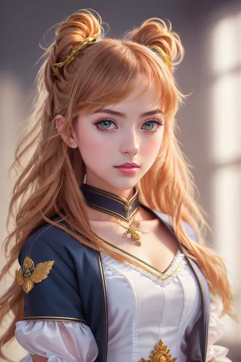 fashion photography, modelshoot style, (extremely detailed CG unity 8k wallpaper, hasselblad award winner), ((cinematic light)), beautiful detailed ful body shoot of a young female, (cosplay of Sailor Moon), Cosplay, ((Japanese school uniform)), (seifuku), full body in shoot, dominant position, artstation, cgsociety art, DeviantArt trending, 8k HD, masterpiece, high quality, sharp focus, (professional majestic oil painting), trending on ArtStation, trending on CGSociety, Intricate, High Detail, sharp focus, digital art, professional majestic oil painting, trending on ArtStation, trending on CGSociety, Intricate, High Detail, Sharp focus, dramatic, (photo realistic painting art), ((oil painting style)) <lora:angelicWairrorsValkyrie_v1:1>  style-nebmagic  flame_surge_style