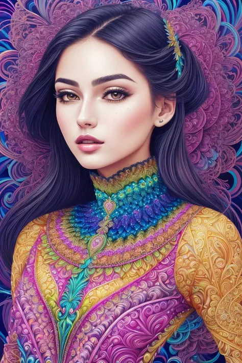 (masterpiece, top quality, best quality, official art, beautiful and aesthetic:1.2), (1girl:1.3), extremely detailed,(fractal art:1.2),colorful,highest detailed,(zentangle:1.2), (dynamic pose), (abstract background:1.5), (treditional dress:1.2), (shiny skin), (many colors:1.4), upper body