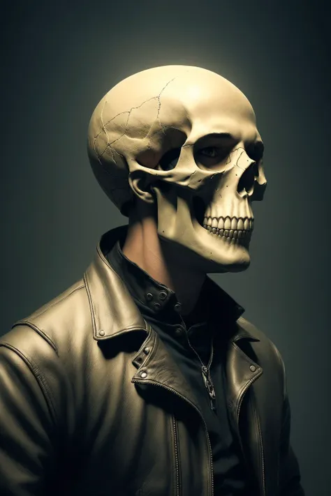 ((best quality)), ((masterpiece)), ((realistic)), (detailed), (Man with skull instead of a head:1.2) (playing the electric stratocaster guitar:1.2) (wearing the black leather jacket:1.0) flames, metalhead, rock and roll, detailed digital art, trending on artstation, concept art, unreal engine, hyper detailed, volumetric light, moody cinematic epic concept art, realistic matte painting, cinematic epic, insanely detailed, , ((masterpiece)), absurdres, HDR