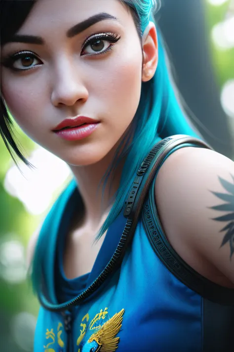 masterpiece, epic realistic,photography portrait of girl angrybird face from videogame, doing selfie, sexy fashion attire, in blue lush jungle, 3d render, cgi, symetrical, octane render, (hdr:1.4), (noir:0.4),bokeh, (insanely intricate details:1.12), hdr, (intricate details, hyperdetailed:1.15), (natural skin texture, hyperrealism, soft light, sharp:1.2), raytracing, consistent, detailed, hard rim lighting, intricate, exposure blend, high contrast, cinematic, dim colors, low saturation, complex background