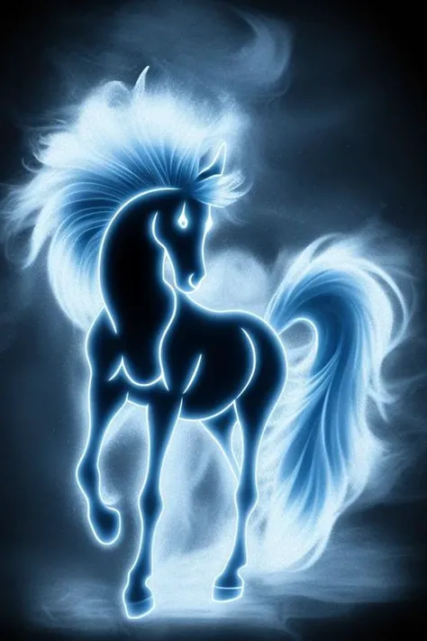 horse from dark blue smoke <lora:Smoke:0.8>