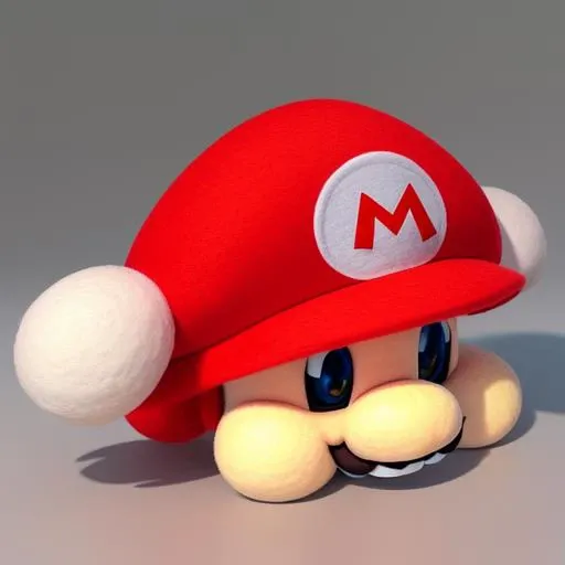 1 cute Mario,3d cartoon,detail face, beautiful eyes, felt hat, standing,fullbody,studio design<hypernet:felt:1>