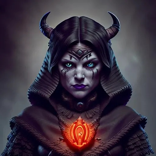 a closeup portrait of a beautiful sinister evil priestess, glowing eyes, painted miniature, pronounced feminine feature, conan the barbarian, bright hair, freckles, flirting with camera, detailed face, flawless face, perfect eyes