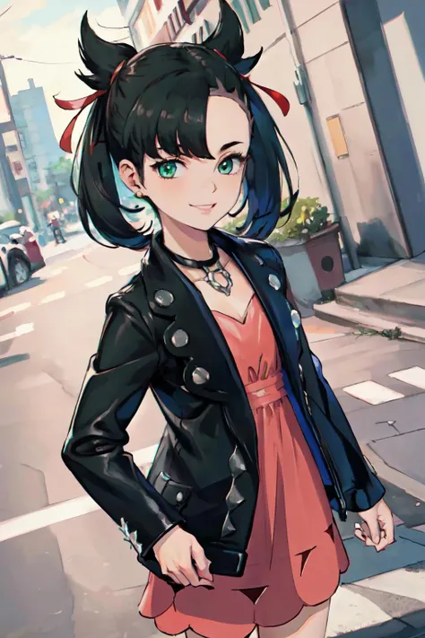 <lora:MarnieDef:0.9>marnie, dress, ribbon,green eyes,jacket,
(best quality, masterpiece, RAW photo,ultra-detailed:1.2), <lyco:GoodHands-beta2:1.0>,1girl,solo,looking at viewer,smile