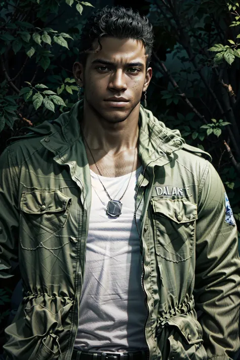 (masterpiece, best quality)
1boy, LincolnM, male focus, dark skin, solo, dog tags, jacket, shirt, realistic, green jacket, black hair, jewelry, upper body, necklace, white shirt, open clothes, open jacket, uniform
<lora:epi_noiseoffset2:1>, <lora:add_detail:0.5>, <lora:LincolnM:0.8>