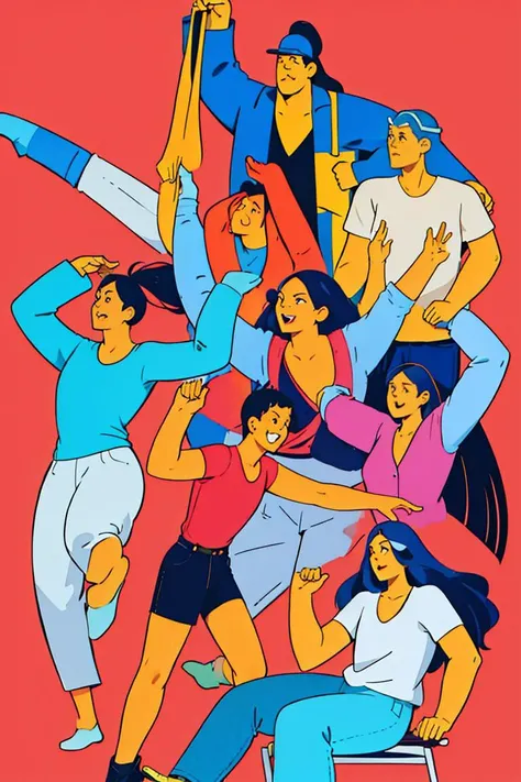 (masterpiece, best quality),<lora:corpoart2:1>, corpoart,flat colors,multiple people,
