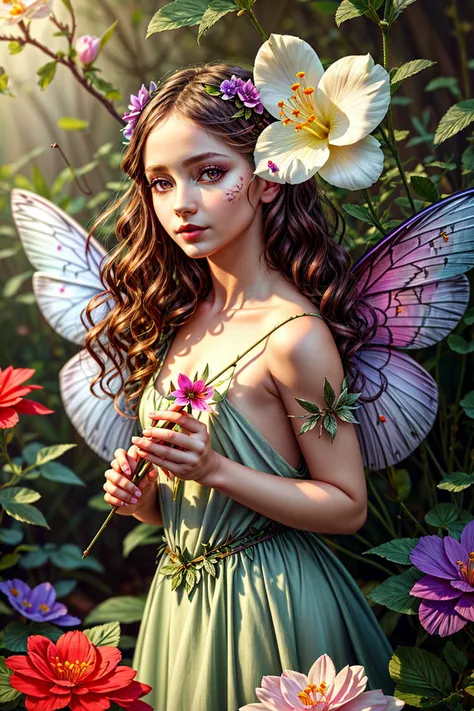 ((Masterpiece, best quality,edgQuality)),
edgFae,flower fairy, a fairy with a flower in her hand ,drawn in edgFae style,wearing edgFae <lora:edgFae_FINAL:0.9>