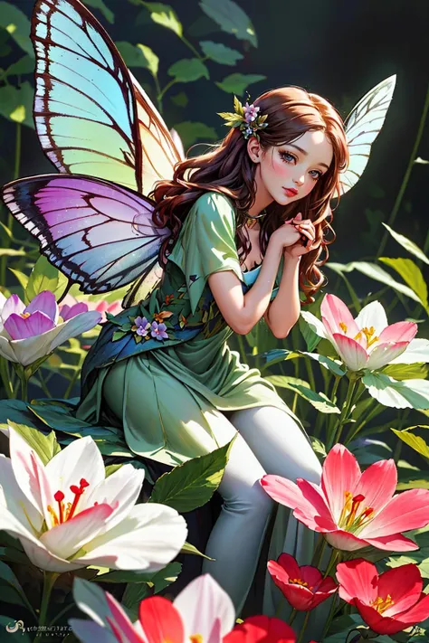 ((Masterpiece, best quality,edgQuality)),
edgFae,flower fairy, a painting of a little fairy sitting on a flower ,drawn in edgFae style,wearing edgFae
<lora:edgFae_FINAL:0.85>