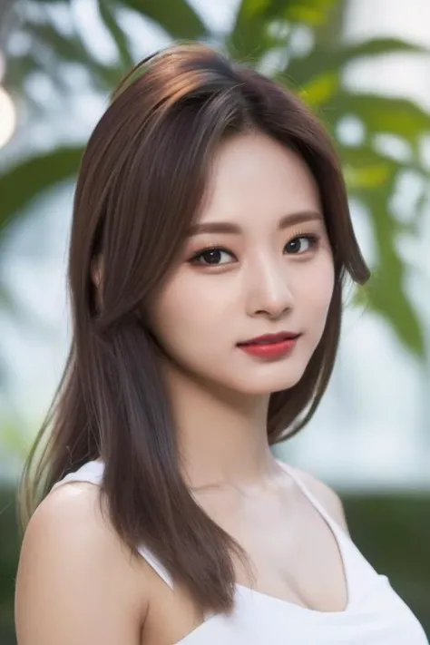 <lora:twiceTzuyuV1:1>,Tzuyu, woman,complex 3d render ultra detailed, smile, portrait of beautiful woman, moody portrait, striking features, beauty, intricate details, dramatic composition, tension, contrast, texture, realism, high-quality rendering, stunning art, high quality, film grain, Fujifilm XT3,swirly bokeh,(realistic, photo-realistic:1.2),RAW photo,physically-based rendering,(looking at viewer:1.4),(8k, best quality, masterpiece:1.2),(full body shot:1.1),octane render,extremely detailed CG, unity 8k wallpaper,in street,urban,city,(studio soft light,sunlight:1.2),(standing:1.1),(a girl is wearing sleeveless:1.5),hyper realistic detail shiny skin,ultra detailed,(ultra realistic:1.2),(intricate:1.2),(photorealistic:1.2),1girl,(skinny:1.3),detailed background ,(large breasts:1.1)