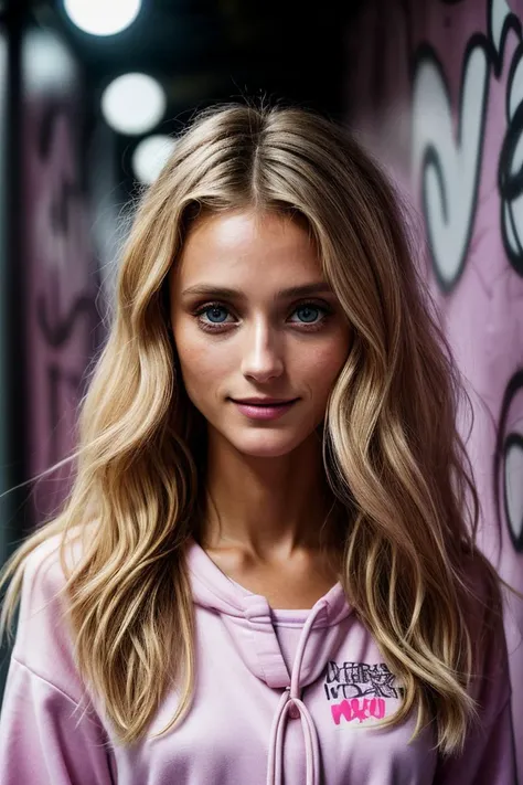 photo of beautiful (kb0ck-135:0.99), a woman with perfect hair, wearing Baby Pink (cassock:1.1), (A colorful graffiti tunnel in an urban setting:1.1), (closeup portrait), (smiling), modelshoot style, (extremely detailed CG unity 8k wallpaper), professional majestic photography, (Leica M6 Camera), 24mm, exposure blend, hdr, faded, extremely intricate, High (Detail:1.1), Sharp focus, dramatic, soft cinematic light, (looking at viewer), (detailed pupils), 4k textures, elegant, ((((cinematic look)))), soothing tones, insane details, hyperdetailed, low contrast, (epicPhoto)