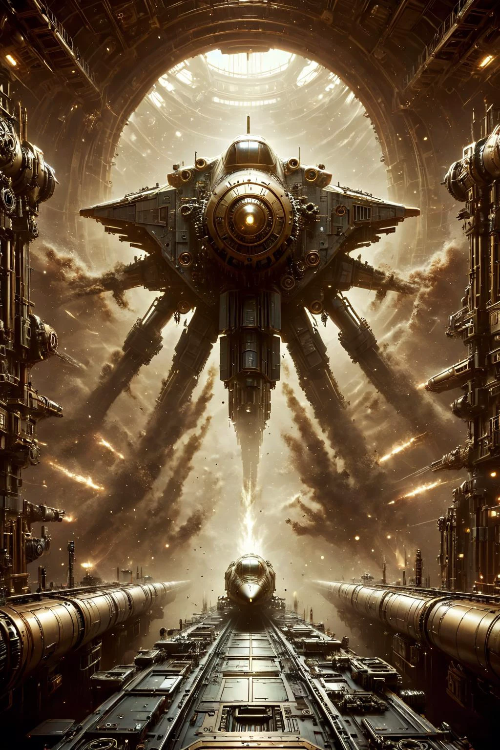 Alien-themed steampunk style dystopian style sci-fi style (((Ultra-detailed, 8k, highres, masterpiece))),kkw-detailMe-v1.0,BossFight Diffusion,<lora:more_details:1>,<lora:More_interesting_backgrounds:0.8>,IBG,<lora:BlueEnergy:0.8>,BlueEnergyWorld,<lora:RAL:0.8>,<lora:nomansky:0.8>,nomanskyai,<lora:Dark_Particles_Style_SDXL:0.8>,ais-darkpartz,<lora:spaceship bridge-v1.0:0.8>,Spaceship bridge,<lora:spaceshipfl_V02:0.8>,spaceship,spffwl,, futuristic, technological, space themes, advanced civilizations, light leaks, lens flares, bleak, post-apocalyptic, somber, dramatic, highly detailed, antique, mechanical, brass and copper tones, gears, intricate, detailed . Extraterrestrial, cosmic, otherworldly, mysterious, sci-fi, highly detailed
