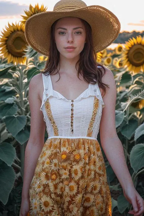 DEN_koriayn_OF,
(walking through a field of sunflowers wearing a (summer dress:1.3) and sun hat, field, sunflowers, summer, scenic:1.2),
bokeh, f1.4, 40mm, photorealistic, raw, 8k, textured skin, skin pores, intricate details <lora:epi_noiseoffset2:1>, epiCRealism <lora:ClothingAdjuster3:-1>