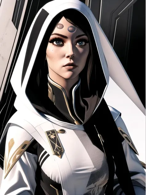 (best quality, masterpiece)<lora:swtorkotfefamily:0.8>1girl, vaylin, hood, robes,closed mouth,solo, upper body, (high contrast, official art, extreme detailed, highest detailed)