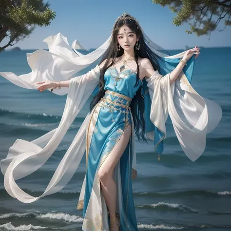 china goddess, shiny skin best quality, masterpiece, 1girl, solo, long hair, straight hair, jewelry, earing, sky, cloud, colorful, shawl, ancient chinese background, full body
best quality, masterpiece, HD, Ultra realistic, CG, 8K, 32K, ray tracing, light, masterpiece,ultra realistic,32k,extremely detailed CG unity 8k wallpaper, best quality, vibrant colors,
<lora:ChinaGoddessV2-06:0.6>