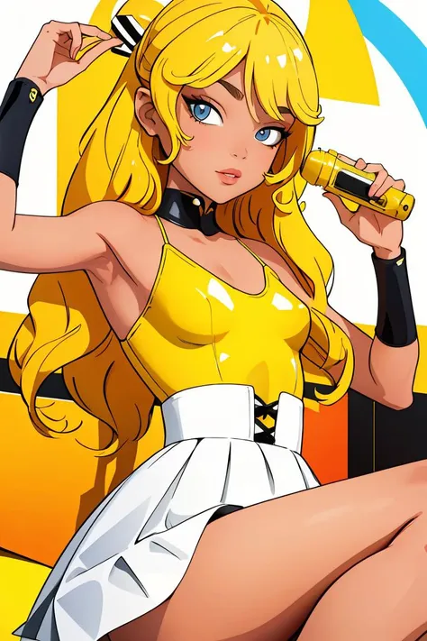 (masterpiece, best quality), 1girl, Canary yellow Side Swept Curls, Size G breasts, <lora:kanimura_ebio_style_v01:0.8>