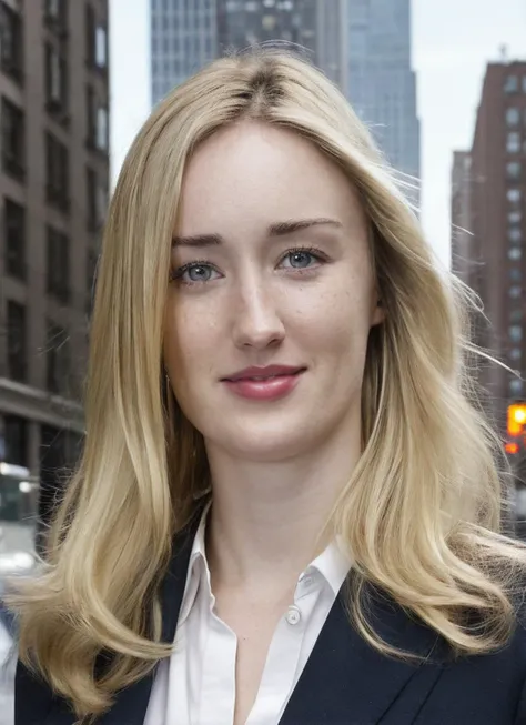 photo of sks woman, pale skin, working class in new york city, upper body, detailed skin, 20 megapixel, canon eos r3, detailed skin, detailed, detailed face, <lora:locon_ashleyjohnson_v1_from_v1_64_32:1.25>