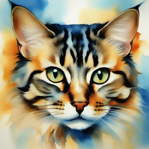 masterpiece, best quality, waterink<lora:QLJS-SUB:1>, a cat