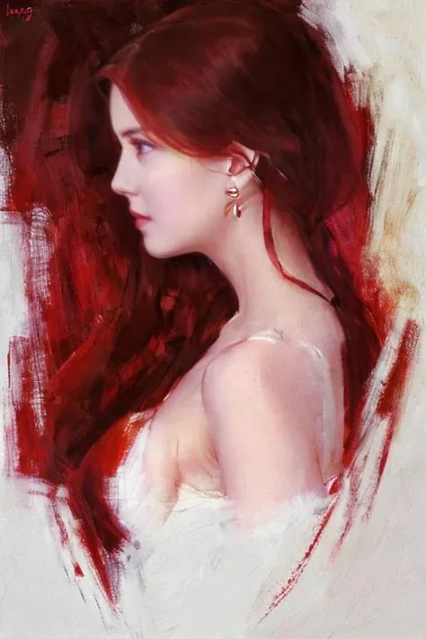 masterpiece,best quality,absurdres,photorealistic,mature female,sagging breasts,<lora:jingen:0.6>, large_breasts,long_hair,cleavage,collarbone,red_hair,brown_eyes,earrings,