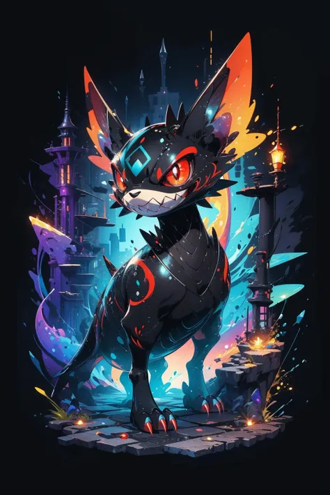 sharp teeth,claw,masterpiece,best quality,ultra-detailed,red eyes,full body,<lora:å°æªå½:0.8>,