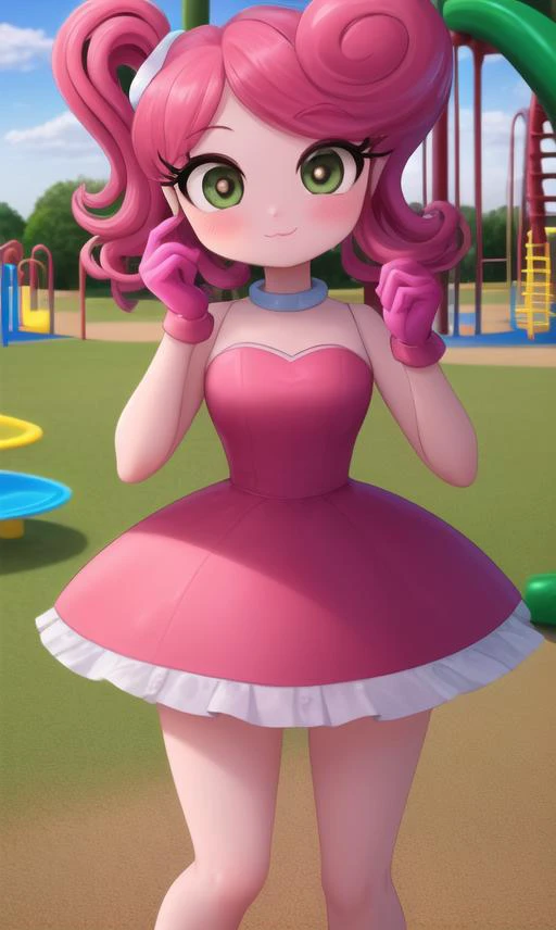 (Ultra high resolution, sharp focus and rich detail), cutie, <lora:mmylnglgs-09w:1> {mmylnglgs}Mommy,((circular shape:1.2)),,pink skin,pink hair,((pink gloves:1.1)),playground equipment<lora:Mommy_Long_Legs_Poppy_Playtime_for_PonyXL:1>