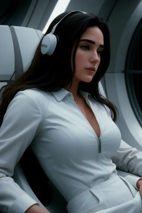 <lora:jenniferconnelly-04:0.6>,jenniferconnelly, , photo of a woman,  , unbuttoned white space suit, inside spaceship, attractive, looking at viewer, hyperdetailed, closeup