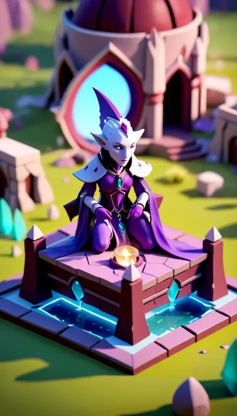 Tiny cute isometric Aeldari, cinematic scene, scenery, detailed background, masterpiece, best quality, high quality, absurdres <lora:aeldari_xl_v1:1> in a cutaway box, soft smooth lighting, soft colors, 100mm lens, 3d blender render