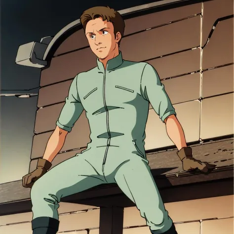 masterpiece,high quality,solo,
<lora:astonaigemedoz002:0.7>,
astonaigemedoz,1man,
short hair,brown hair,black eyes,
coveralls,
gloves,
boots,