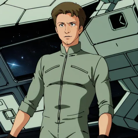 masterpiece,high quality,solo,
<lora:astonaigemedoz002:0.7>,
astonaigemedoz,1man,
short hair,brown hair,black eyes,
coveralls,
gloves,
inside the space battleship,